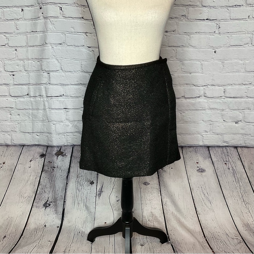 Banana Republic Factory Metallic Tweed Black Wrap Skirt 6 NWT